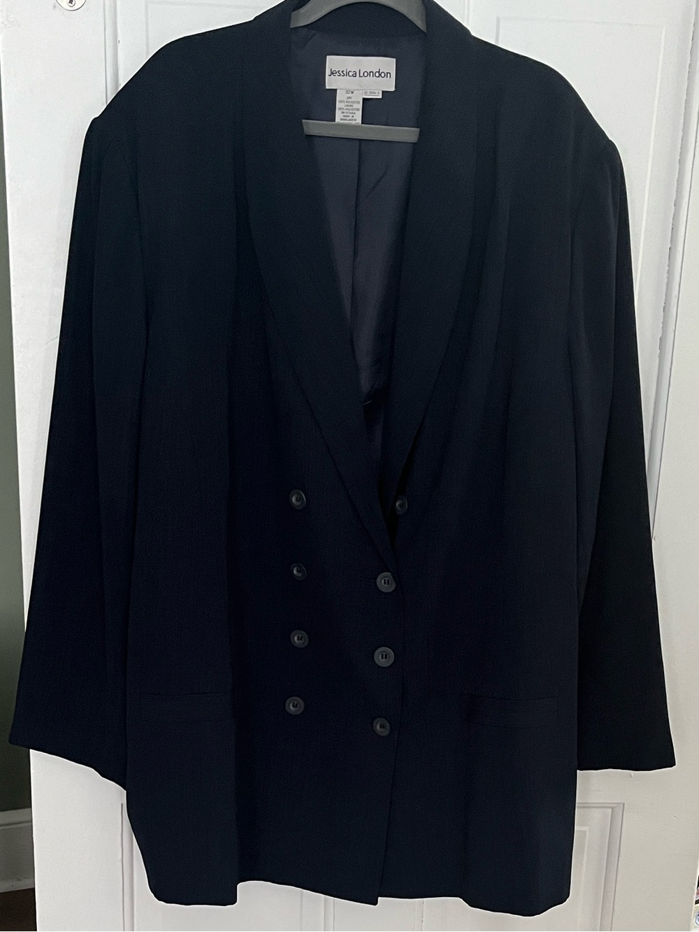Jessica London Women’s 32W Double Breasted Blazer Jacket Navy